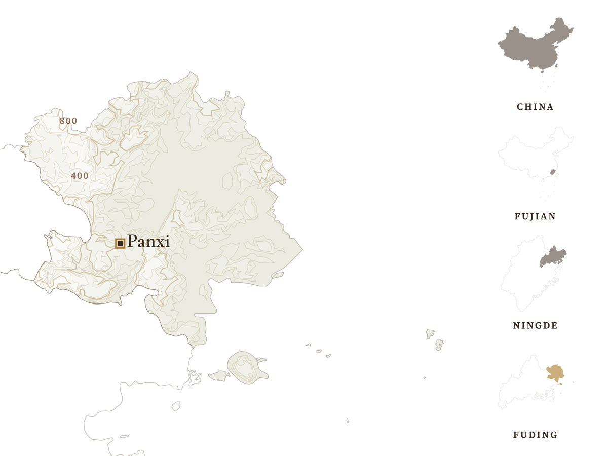 Map of Fuding showing Panxi township