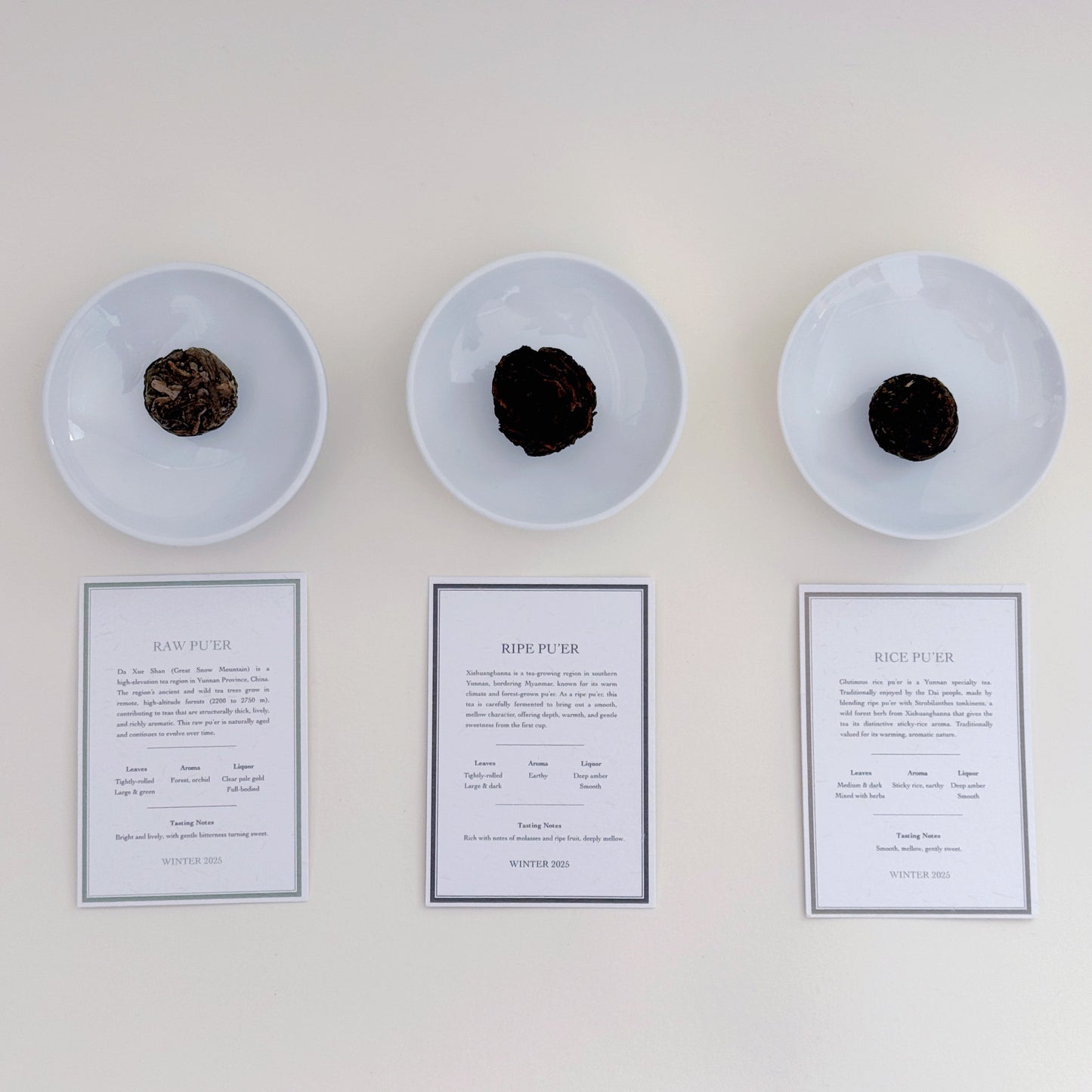 Pu'er collection tea balls with cards