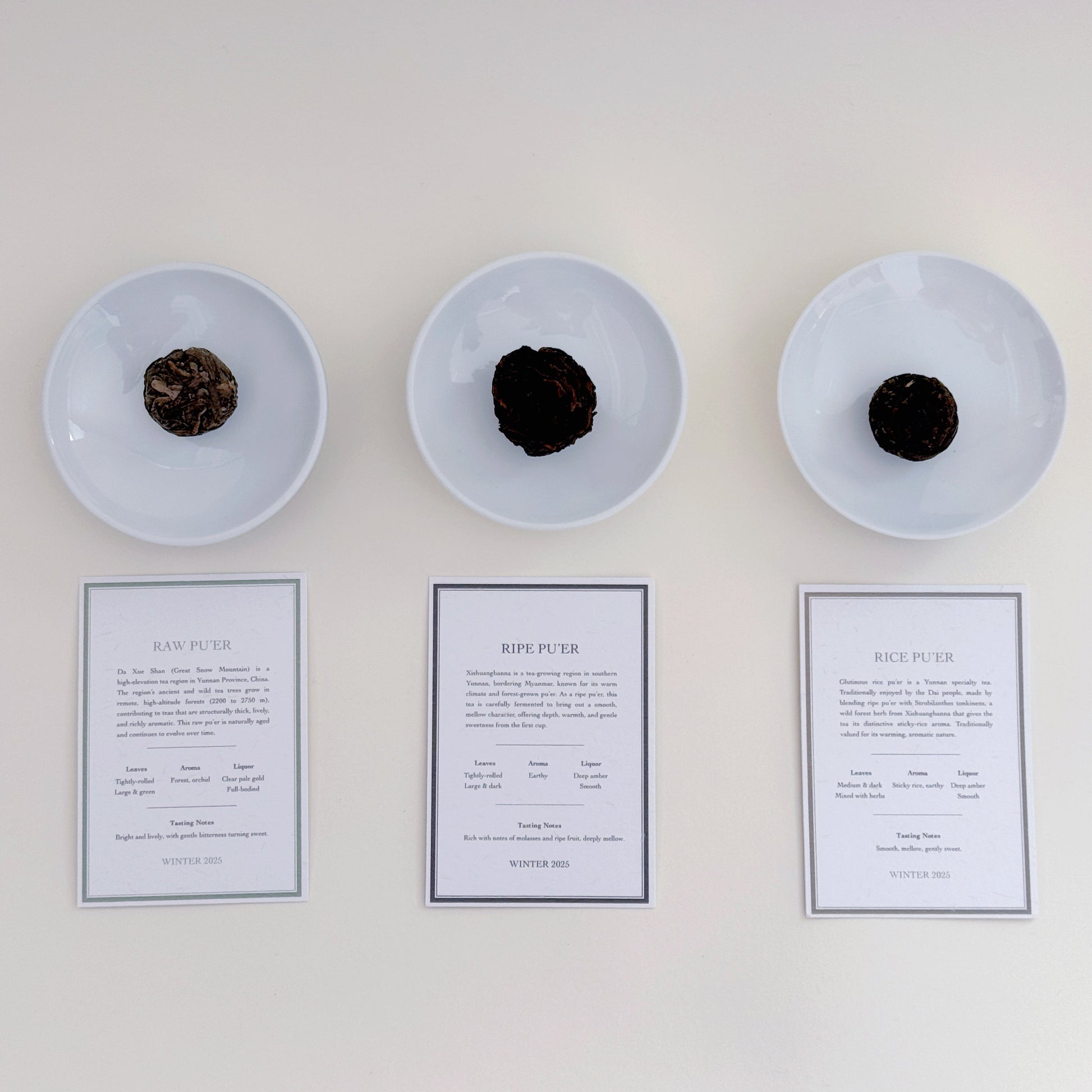 Pu'er collection tea balls with cards